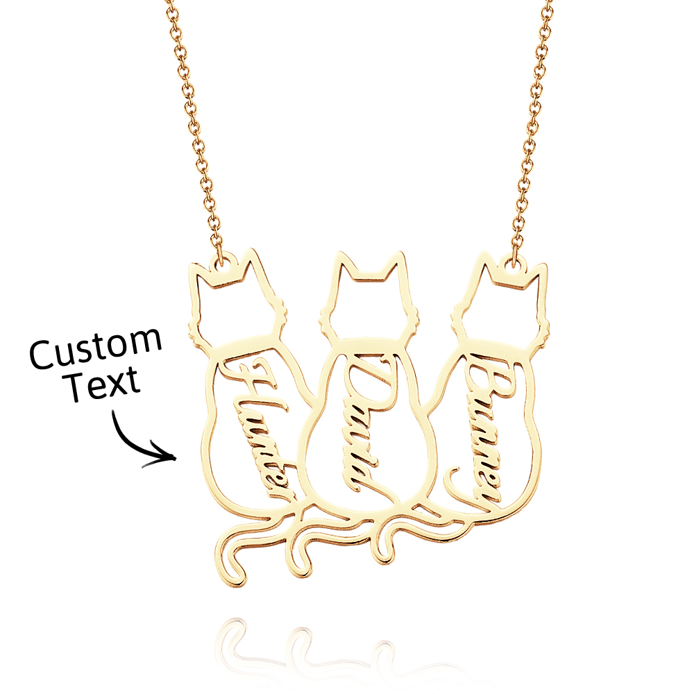 Personalized Cat Necklace Custom Lucky Cat Name Necklace Engraved Name Lucky Cat Pendant Gifts for Her - aiprintlab