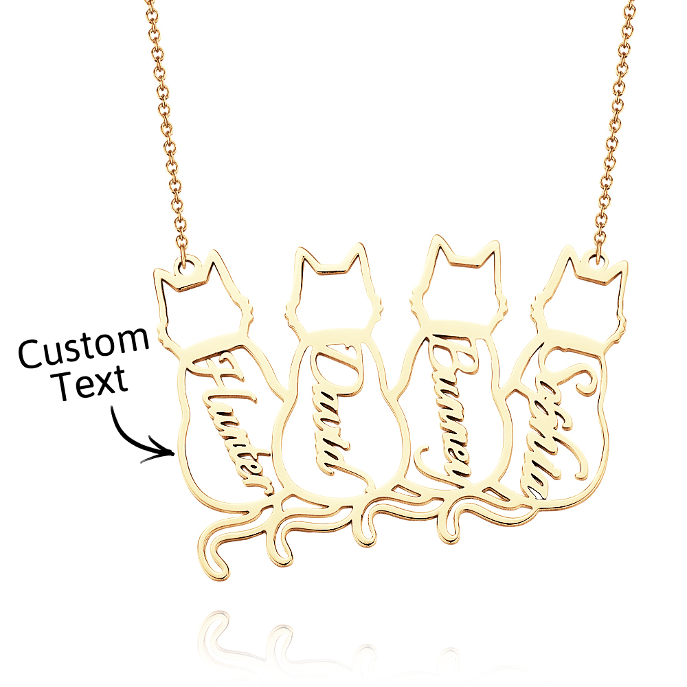 Personalized Cat Necklace Custom Lucky Cat Name Necklace Engraved Name Lucky Cat Pendant Gifts for Her - aiprintlab