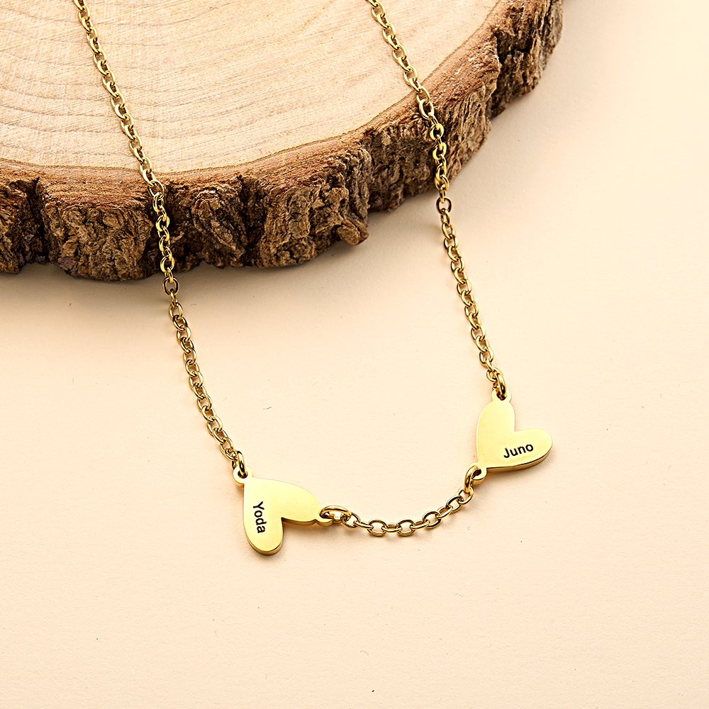 Personalized Family Heart Name Necklace Custom Multiple Name Heart Necklace Family Gifts - aiprintlab