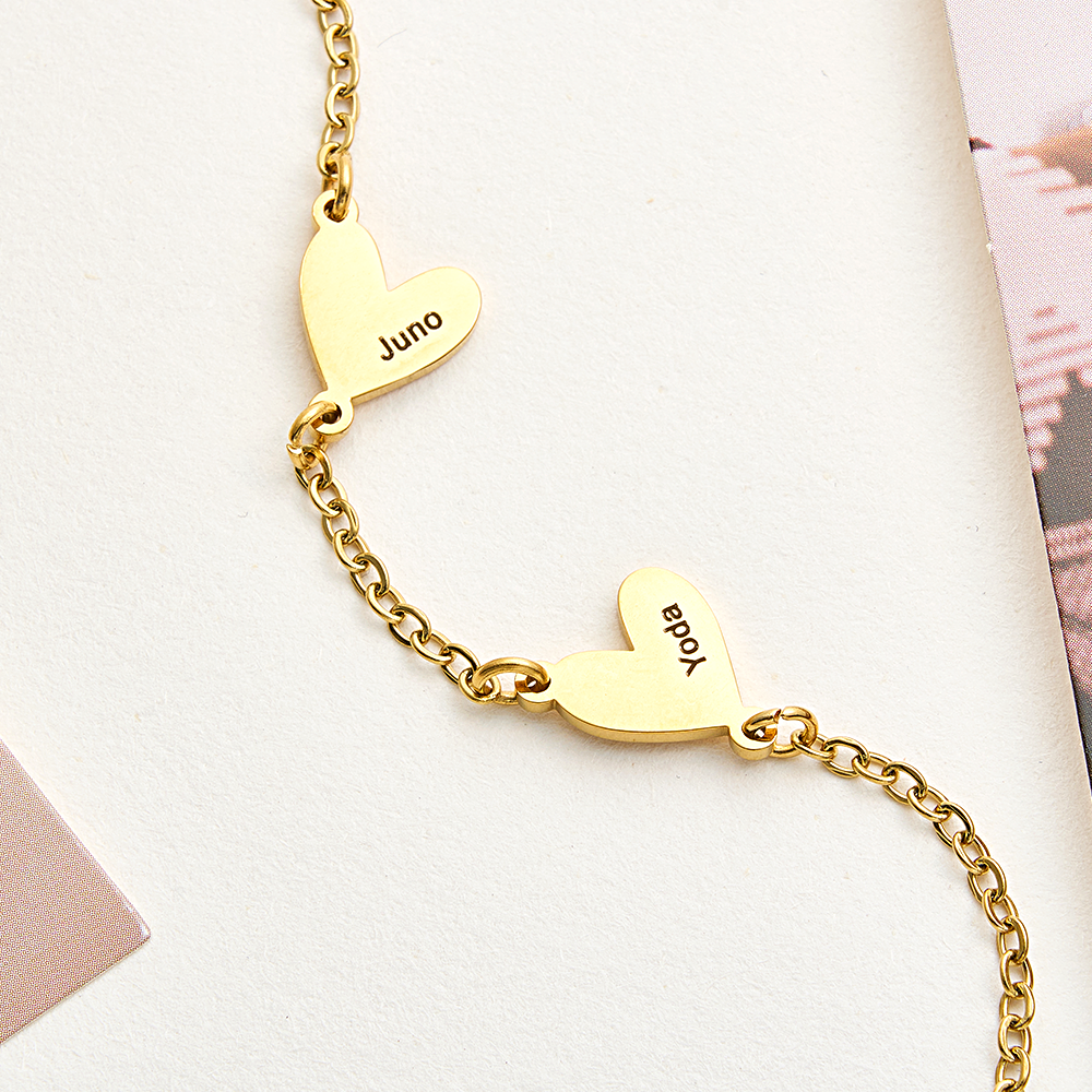 Personalized Family Heart Name Necklace Custom Multiple Name Heart Necklace Family Gifts - aiprintlab