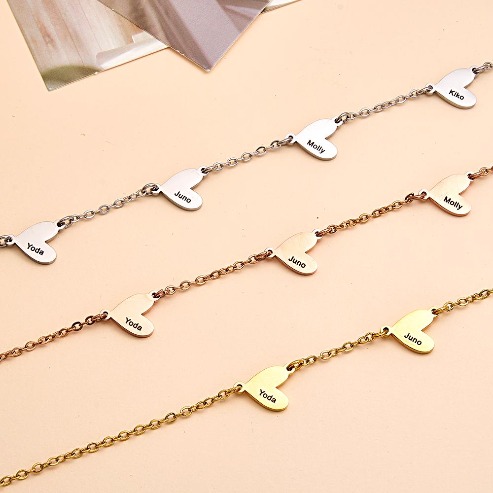 Personalized Family Heart Name Necklace Custom Multiple Name Heart Necklace Family Gifts - aiprintlab