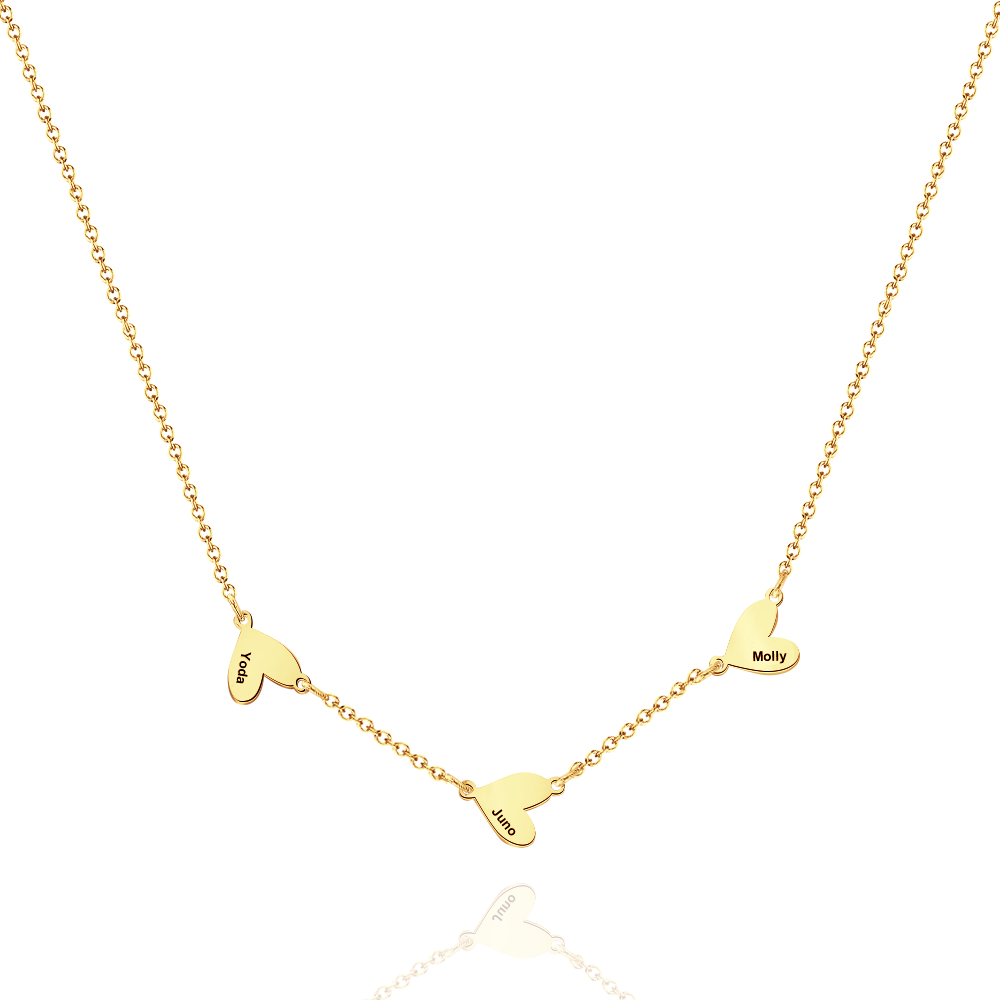 Personalized Family Heart Name Necklace Custom Multiple Name Heart Necklace Family Gifts - aiprintlab