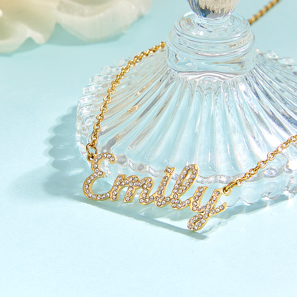 Custom Name Necklace: Design Your Dazzling Statement Personalized Diamond-Accent Name Necklace Sparkling Name Necklace for Her - aiprintlab