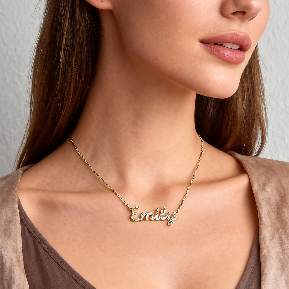 Custom Name Necklace: Design Your Dazzling Statement Personalized Diamond-Accent Name Necklace Sparkling Name Necklace for Her - aiprintlab
