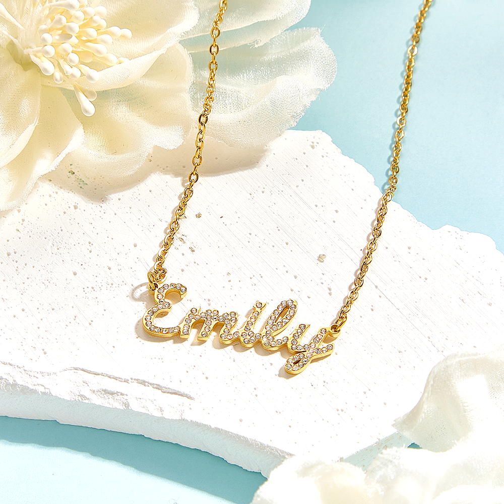Custom Name Necklace: Design Your Dazzling Statement Personalized Diamond-Accent Name Necklace Sparkling Name Necklace for Her - aiprintlab