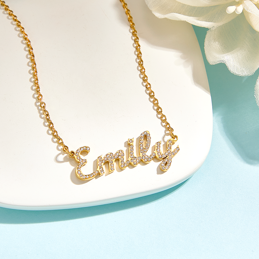 Custom Name Necklace: Design Your Dazzling Statement Personalized Diamond-Accent Name Necklace Sparkling Name Necklace for Her - aiprintlab