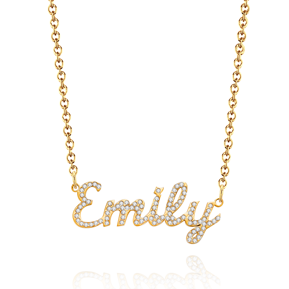 Custom Name Necklace: Design Your Dazzling Statement Personalized Diamond-Accent Name Necklace Sparkling Name Necklace for Her - aiprintlab