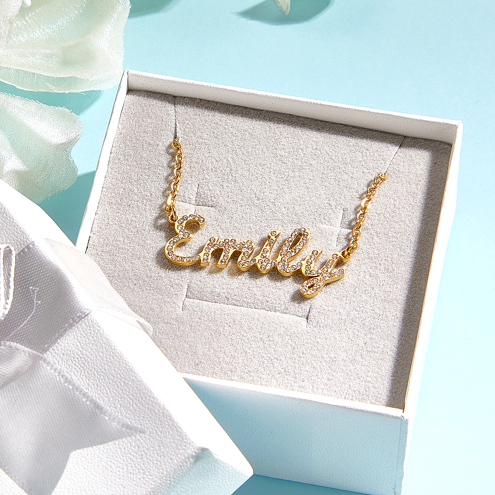 Custom Name Necklace: Design Your Dazzling Statement Personalized Diamond-Accent Name Necklace Sparkling Name Necklace for Her - aiprintlab