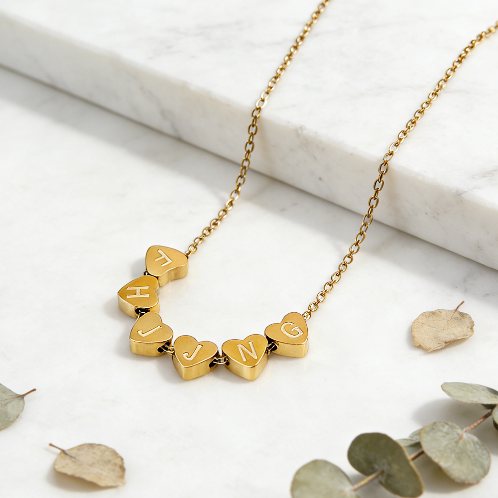 Personalized Initial Heart Necklace Custom Couple's Initial Heart Necklace Family or Lovers Initial Necklace Gifts for Her - aiprintlab