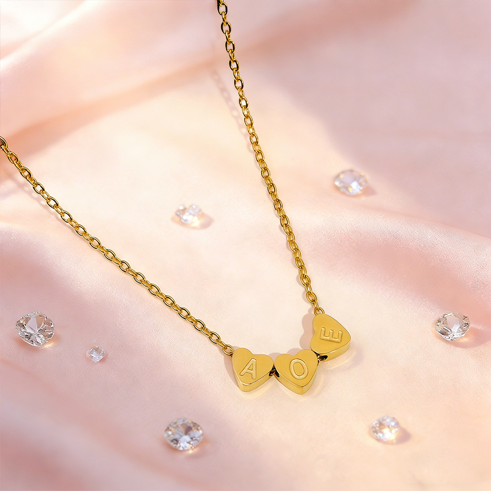 Personalized Initial Heart Necklace Custom Couple's Initial Heart Necklace Family or Lovers Initial Necklace Gifts for Her - aiprintlab