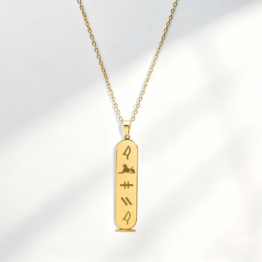 Personalized Egyptian Hieroglyphs Cartouche Necklace Custom Ancient Name Jewelry Gift for Her - aiprintlab