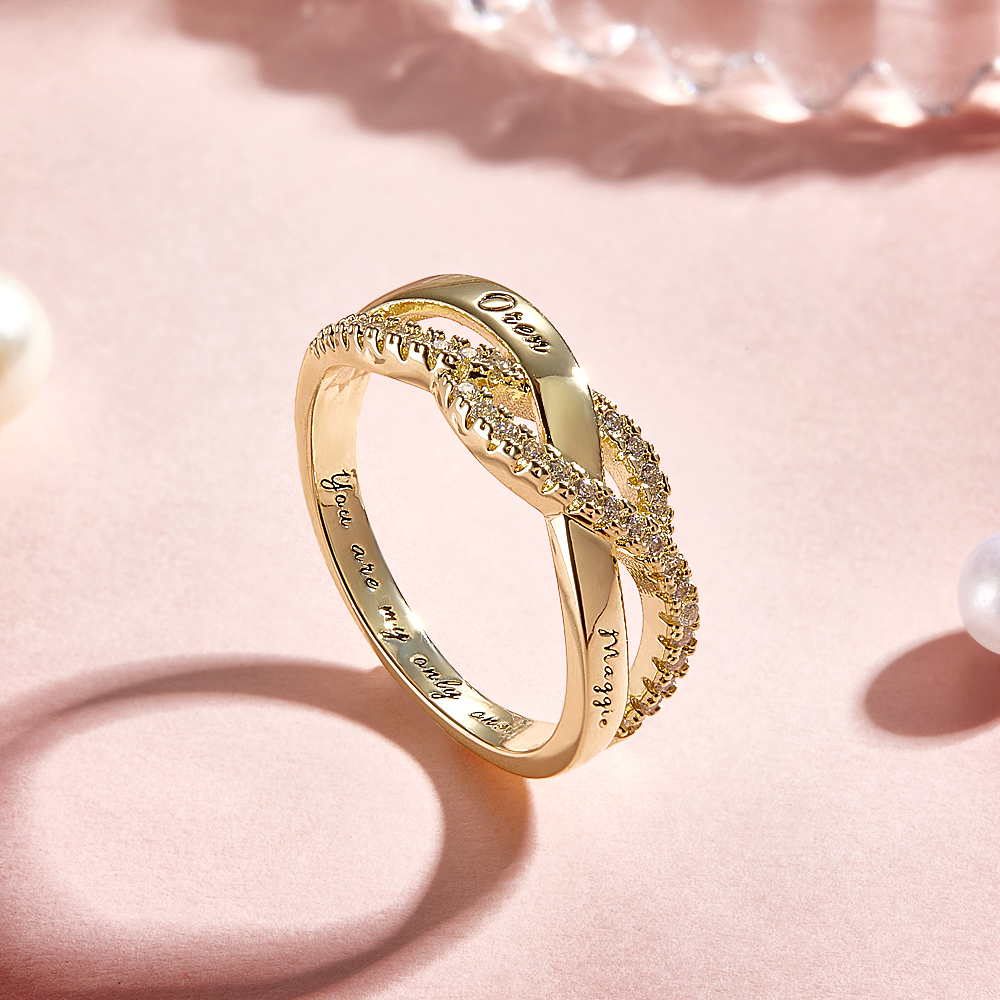 Personalized Two Names & a Forever Message Ring Custom Engraved Names & a Secret Phrase Ring Sweet Gift for Her - aiprintlab