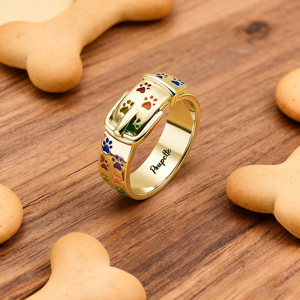 Personalized Pet Collar Ring Custom Engraved Name & Inner Message - aiprintlab