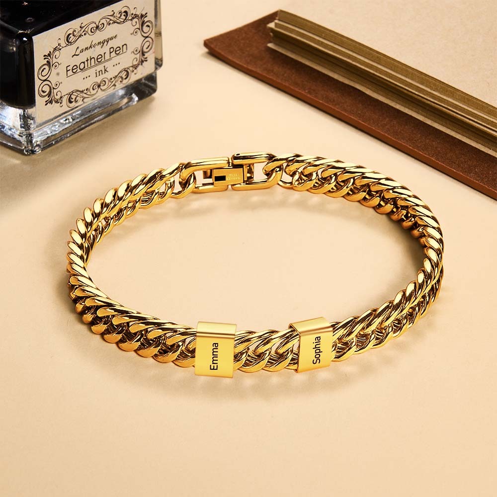 Personalized Men's Name Bracelet Custom Engraved Bracelet for Him Stainless Steel Name Bar Bracelet Gifts for Him - aiprintlab