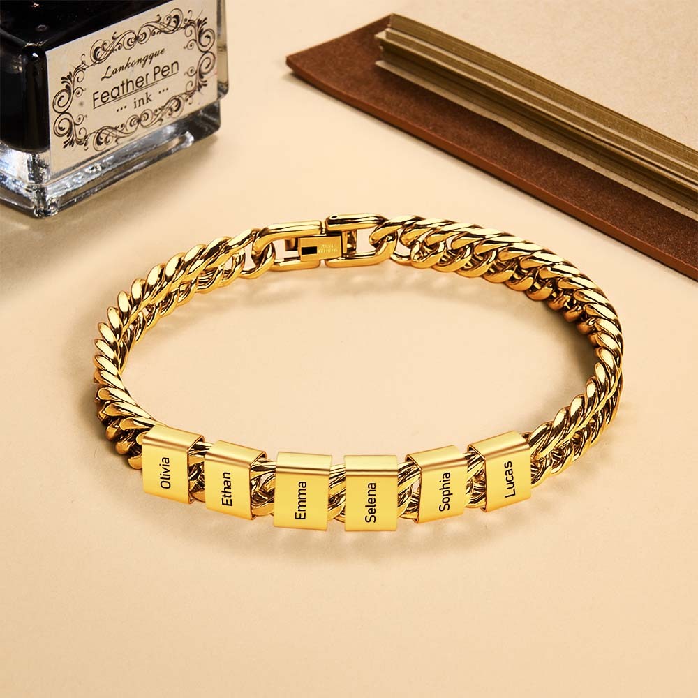 Personalized Men's Name Bracelet Custom Engraved Bracelet for Him Stainless Steel Name Bar Bracelet Gifts for Him - aiprintlab