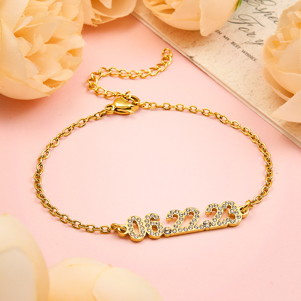 Personalized Date Necklaces Custom Anniversary Date Bracelet for Her  Minimalist Engraved Date Necklaces For Valentine's Day Gifts For Her - aiprintlab