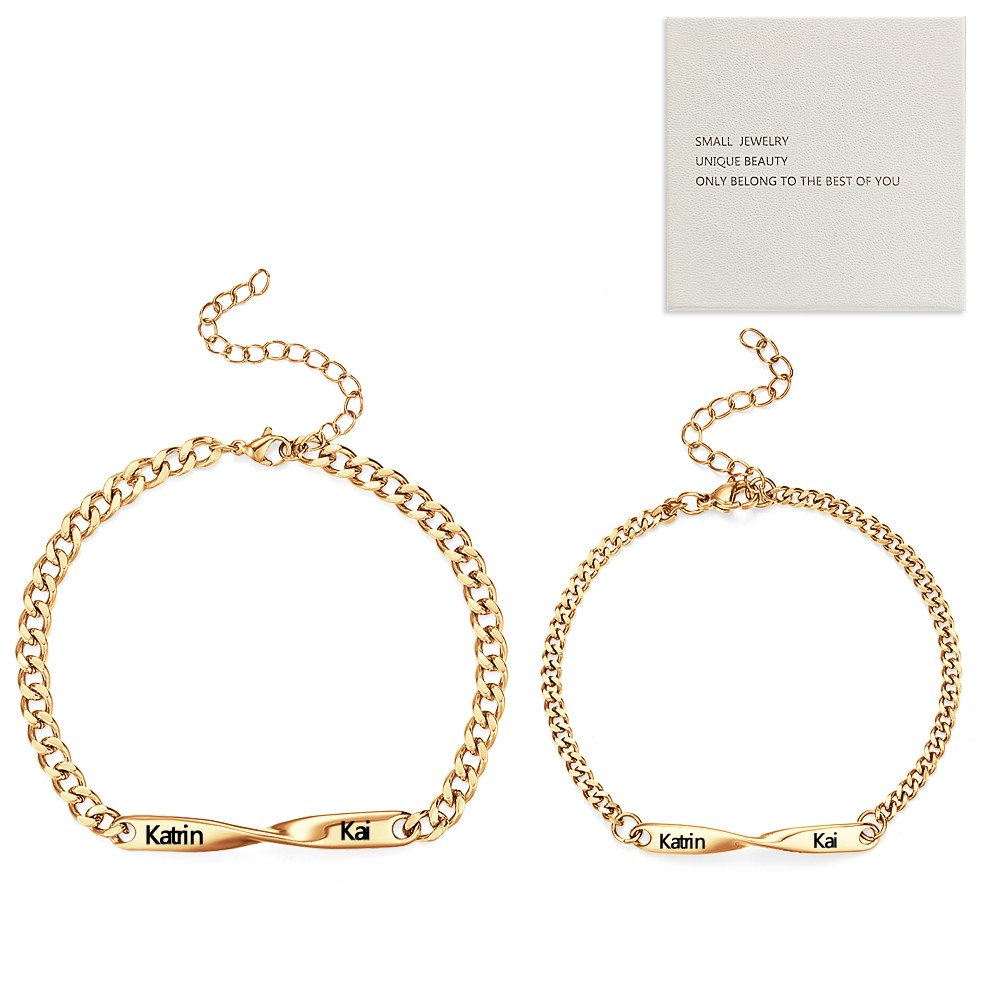 Custom Spiral Name Bracelet for Couples – Personalized Spiral Couple Bangle Engraved His & Hers Bangle Gift For Couple - aiprintlab