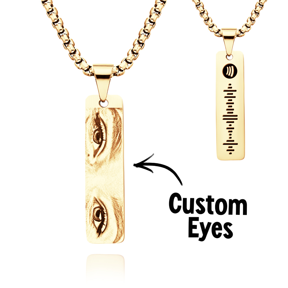 Custom Eyes Photo Necklace Personalization Spotify Code Jewelry Photo Eye Necklace Best Gifts for Her - aiprintlab