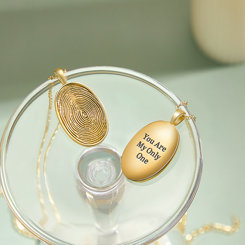 Actual Fingerprint & Handwriting Necklace Custom Thumbprint Necklace Engraved Fingerprint & Message Necklace Gifts for Her - aiprintlab