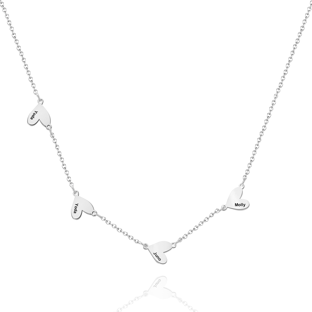 Personalized Family Heart Name Necklace Custom Multiple Name Heart Necklace Family Gifts - aiprintlab