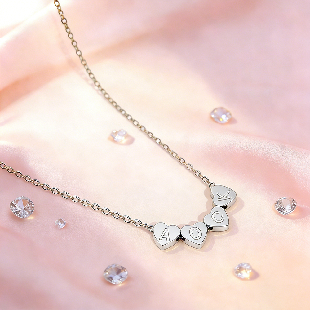 Personalized Initial Heart Necklace Custom Couple's Initial Heart Necklace Family or Lovers Initial Necklace Gifts for Her - aiprintlab