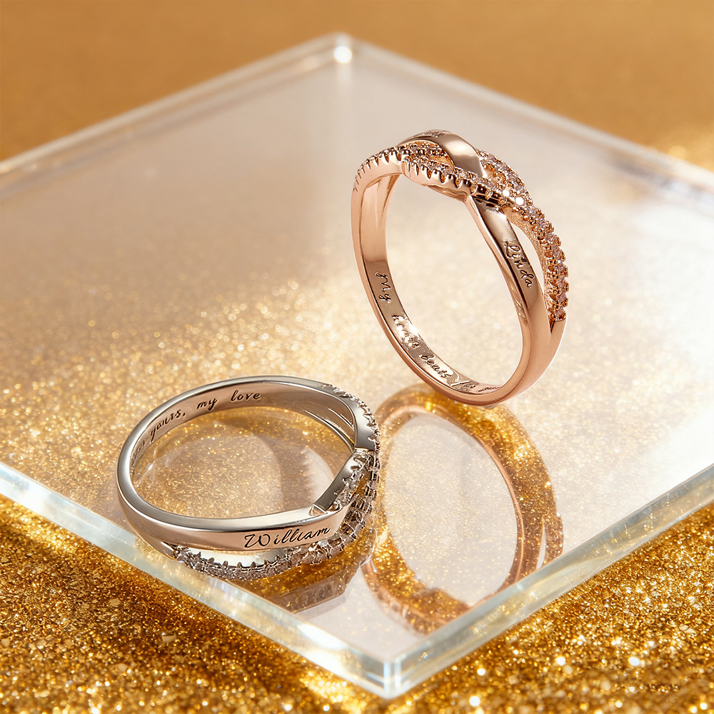 Personalized Two Names & a Forever Message Ring Custom Engraved Names & a Secret Phrase Ring Sweet Gift for Her - aiprintlab