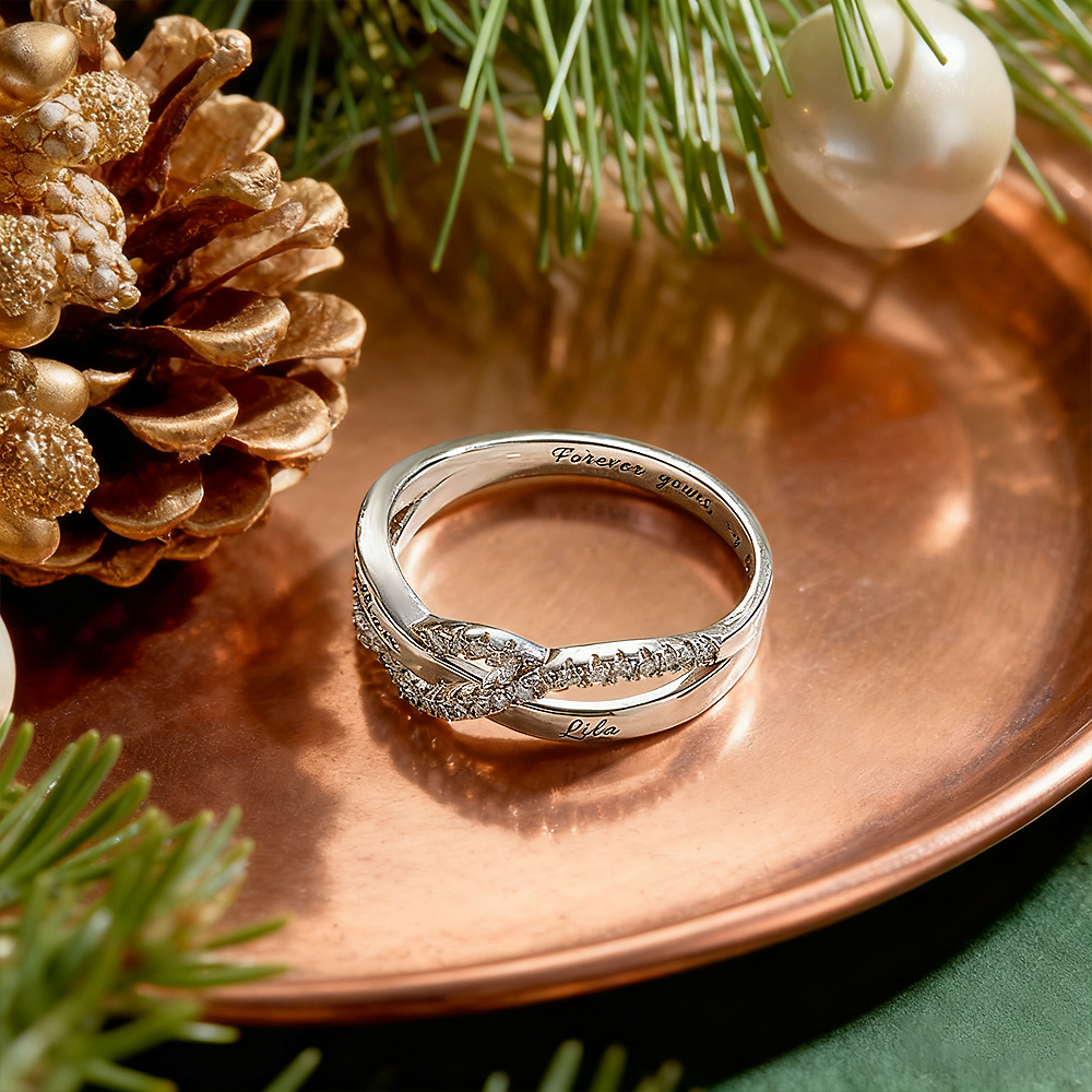 Personalized Two Names & a Forever Message Ring Custom Engraved Names & a Secret Phrase Ring Sweet Gift for Her - aiprintlab