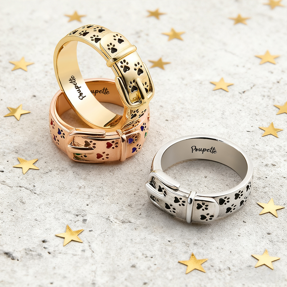 Personalized Pet Collar Ring Custom Engraved Name & Inner Message - aiprintlab