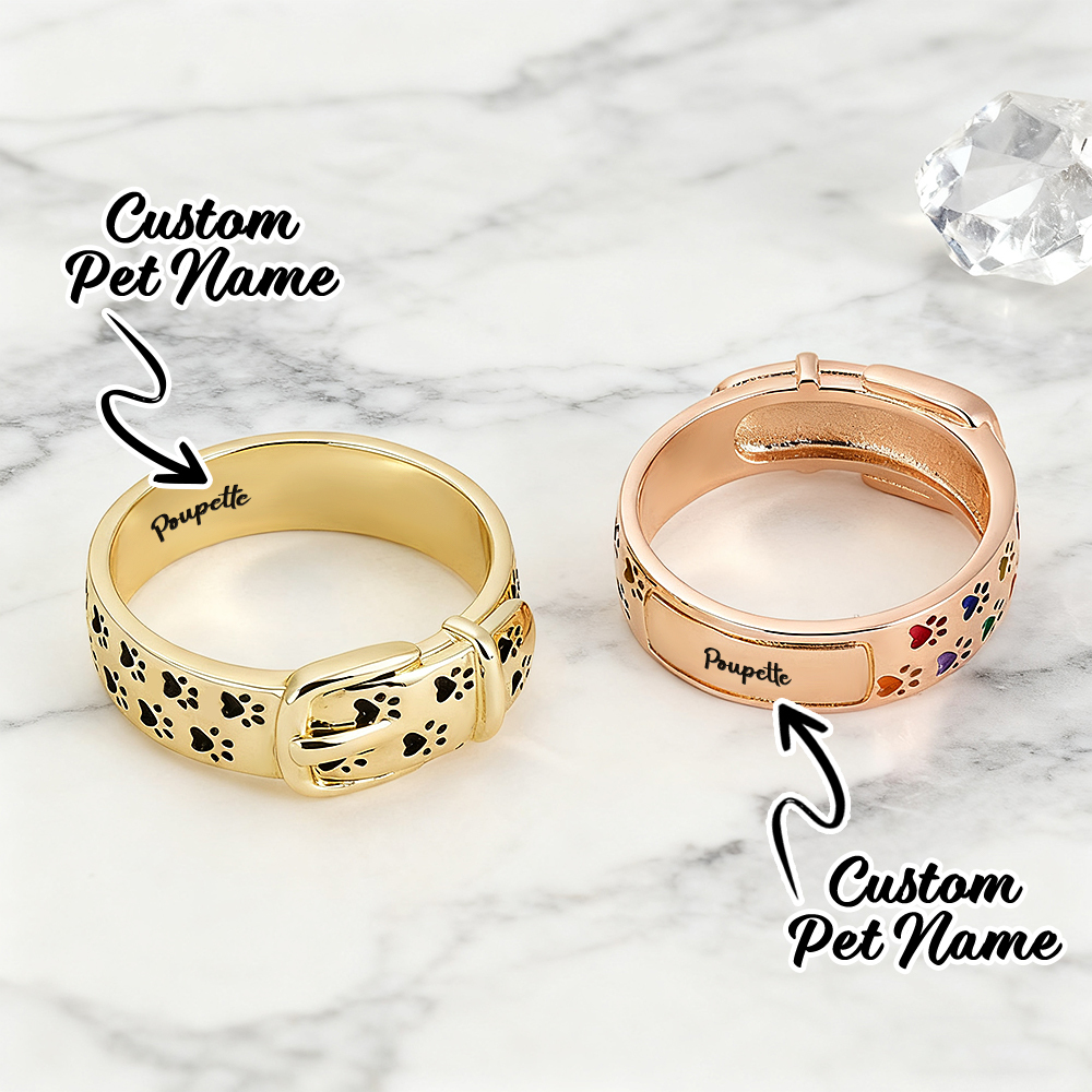Personalized Pet Collar Ring Custom Engraved Name & Inner Message - aiprintlab