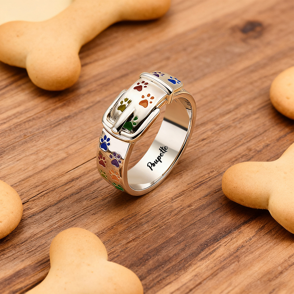 Personalized Pet Collar Ring Custom Engraved Name & Inner Message - aiprintlab