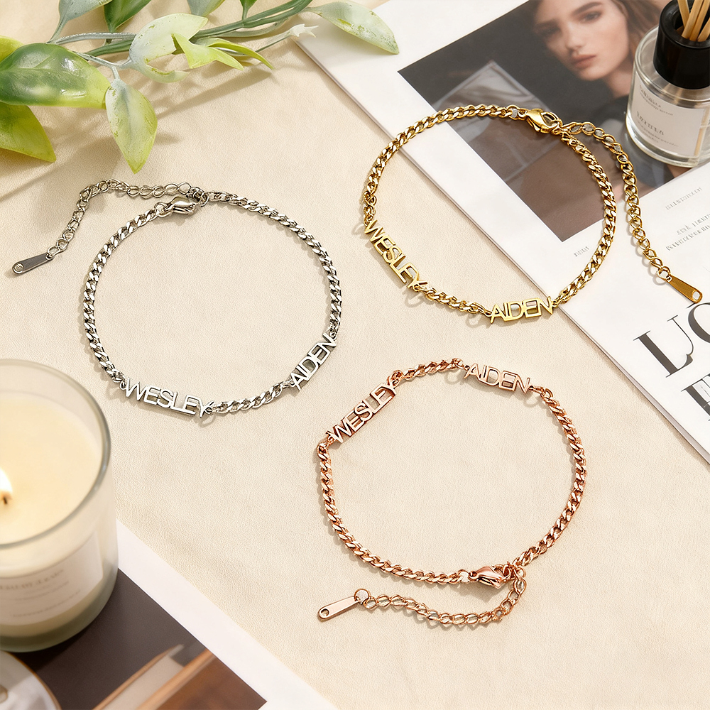 Personalized Dainty Name Bracelet Custom Nameplate Bracelet Engraved Name Bracelet Gifts for Her - aiprintlab