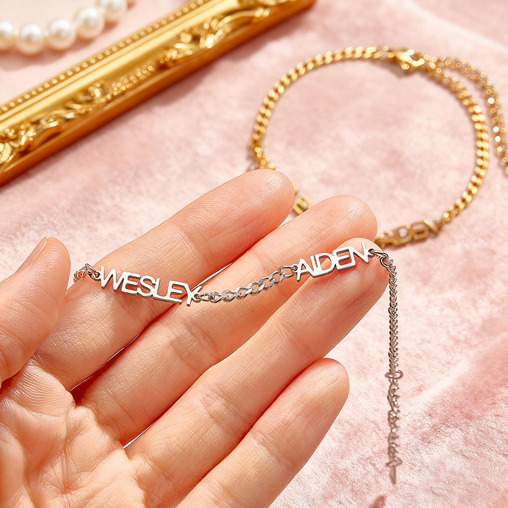 Personalized Dainty Name Bracelet Custom Nameplate Bracelet Engraved Name Bracelet Gifts for Her - aiprintlab