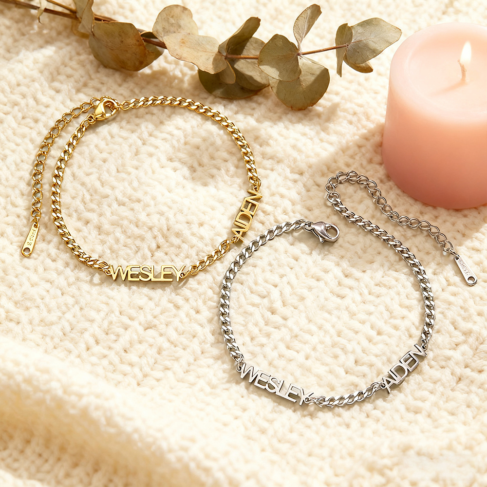 Personalized Dainty Name Bracelet Custom Nameplate Bracelet Engraved Name Bracelet Gifts for Her - aiprintlab