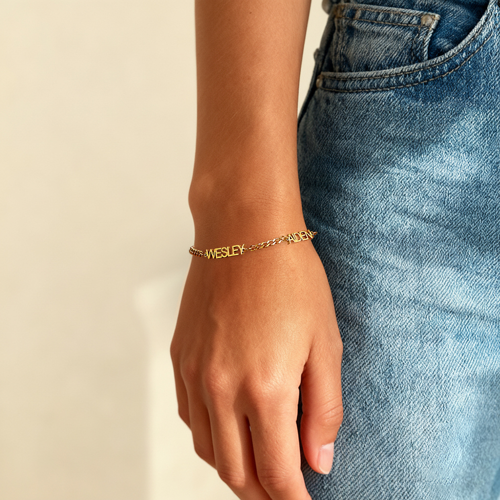 Personalized Dainty Name Bracelet Custom Nameplate Bracelet Engraved Name Bracelet Gifts for Her - aiprintlab