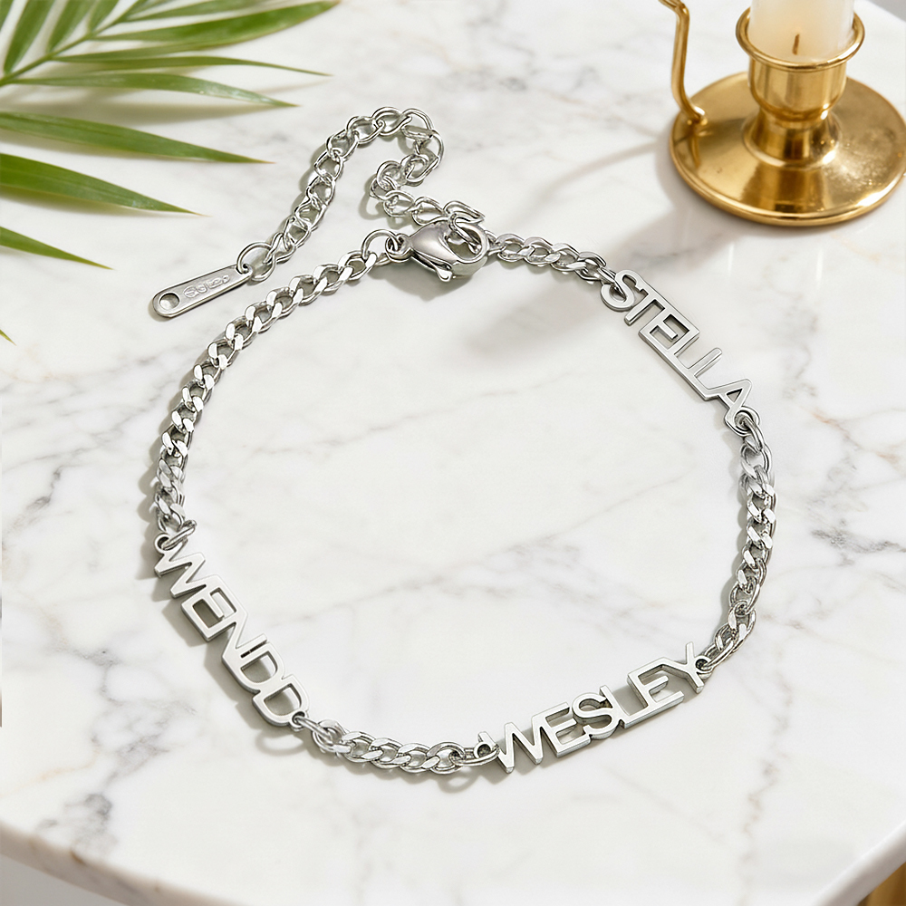 Personalized Dainty Name Bracelet Custom Nameplate Bracelet Engraved Name Bracelet Gifts for Her - aiprintlab