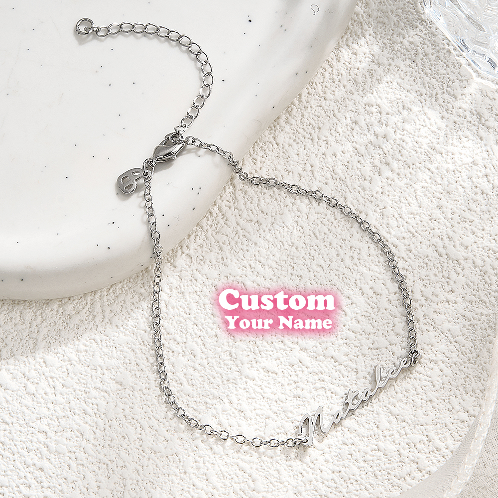 Personalized Tiny Name Bracelet Dainty Custom Name Jewelry Handmade Dainty Script Name Bracelet Minimalist Custom Name Gift for Her - aiprintlab