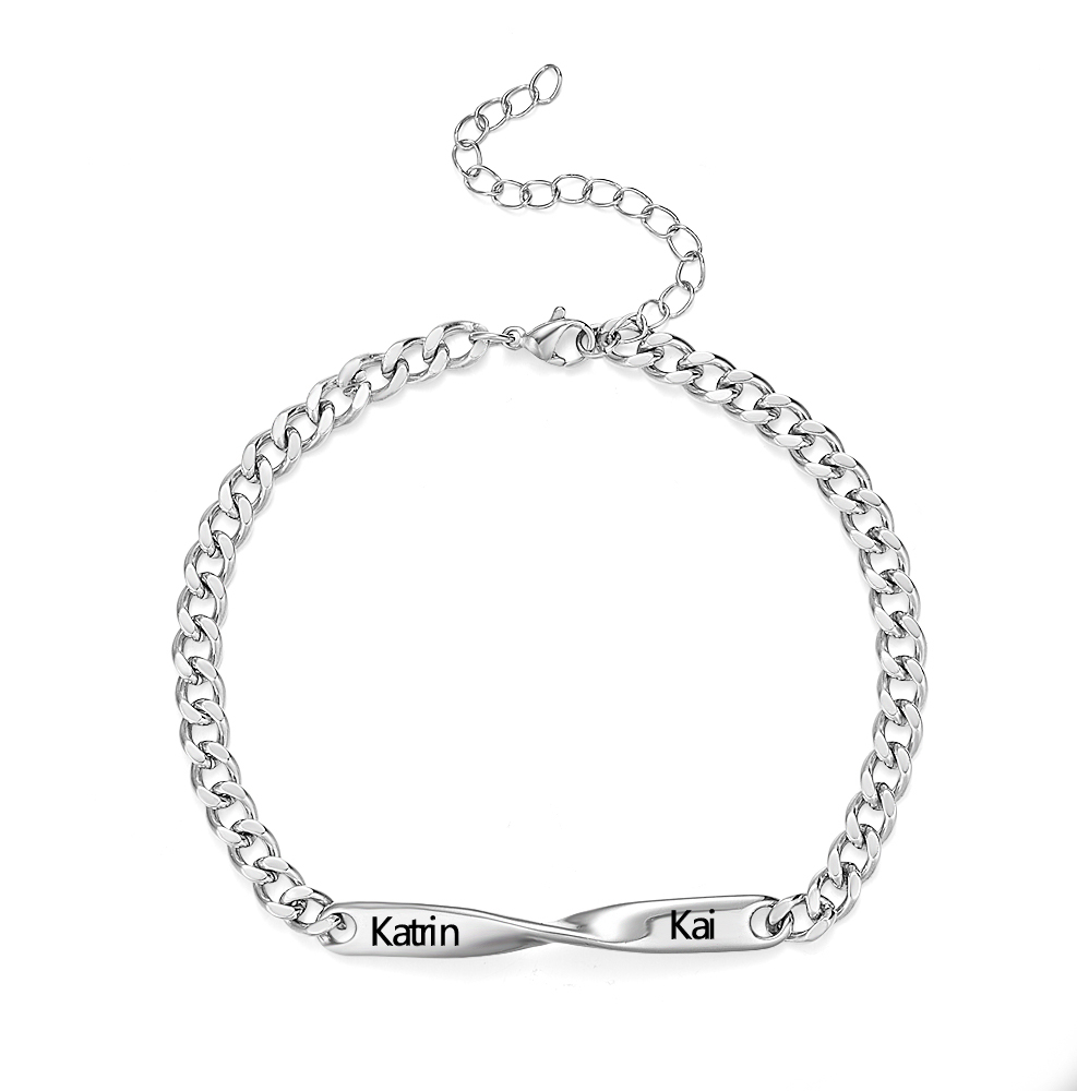 Custom Spiral Name Bracelet for Couples – Personalized Spiral Couple Bangle Engraved His & Hers Bangle Gift For Couple - aiprintlab