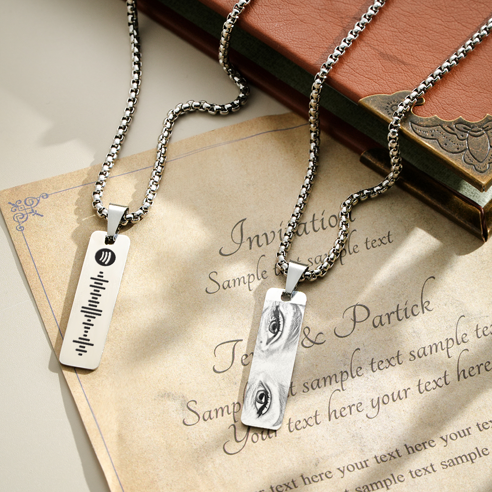 Custom Eyes Photo Necklace Personalization Spotify Code Jewelry Photo Eye Necklace Best Gifts for Her - aiprintlab