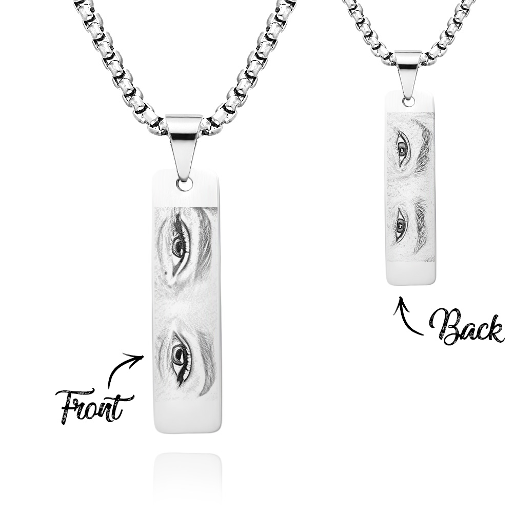Custom Eyes Photo Necklace Double Sided Personalization Photo Eye Necklace You and Him/Her - aiprintlab