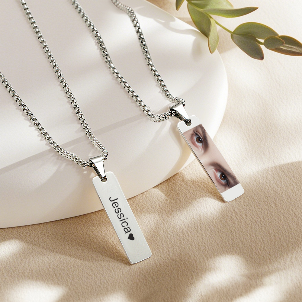 Custom Eyes Photo Necklace Colored Eyes Necklace Best Gift for Her - aiprintlab