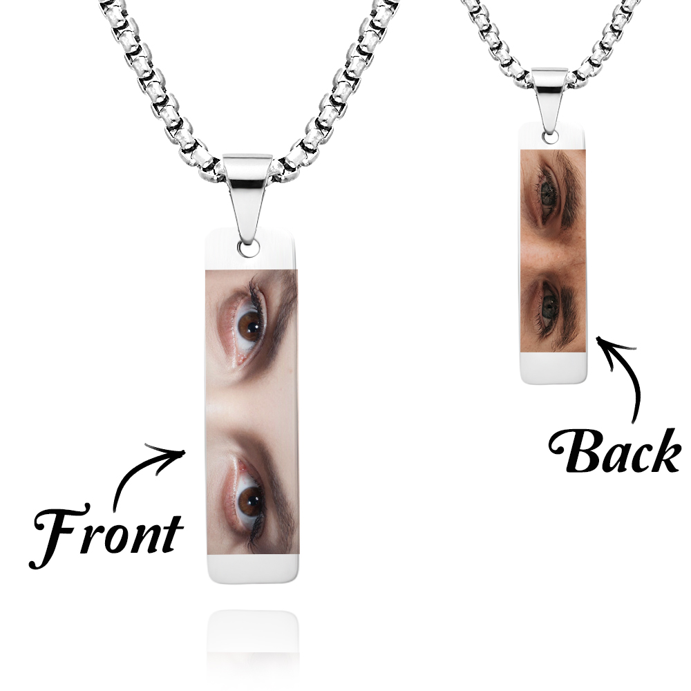 Custom Colored Eyes Photo Necklace Double Sided Personalization Jewelry Photo Eye Necklace You and Him/Her - aiprintlab
