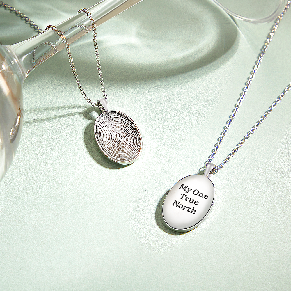 Actual Fingerprint & Handwriting Necklace Custom Thumbprint Necklace Engraved Fingerprint & Message Necklace Gifts for Her - aiprintlab