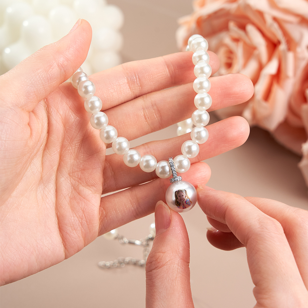 Custom Pet Photo Pearl Necklace Personalized Pet Portrait Pearl Chain Can Be Adjustable Pendant Necklace Natural Pearl Jewelry Gift For Pet Lovers - aiprintlab