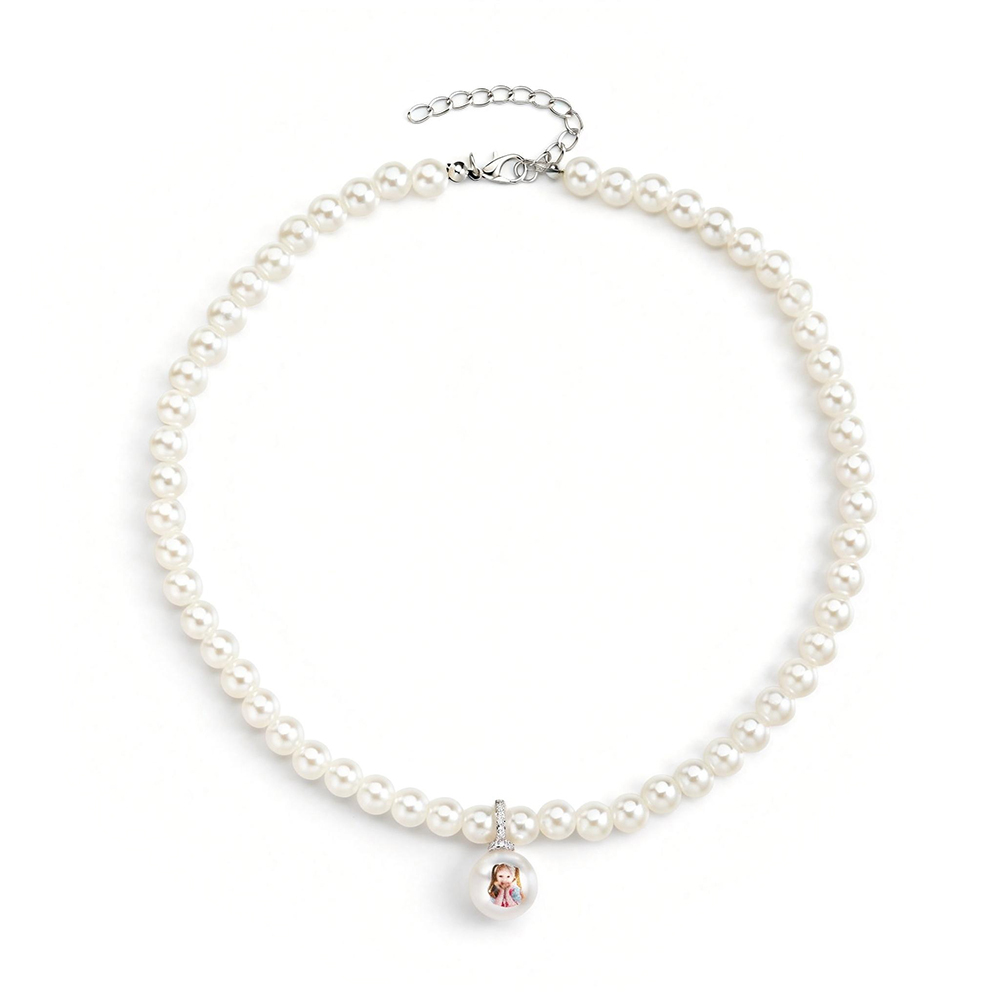 Custom Pet Photo Pearl Necklace Personalized Pet Portrait Pearl Chain Can Be Adjustable Pendant Necklace Natural Pearl Jewelry Gift For Pet Lovers - aiprintlab