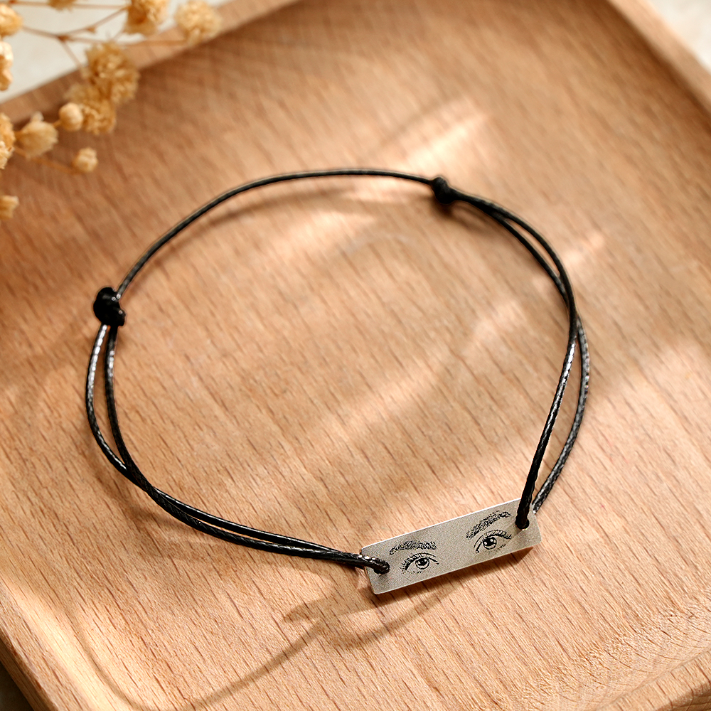 Custom Engraved Bracelet With Eyes Photo Eyes of Love Bracelet - aiprintlab
