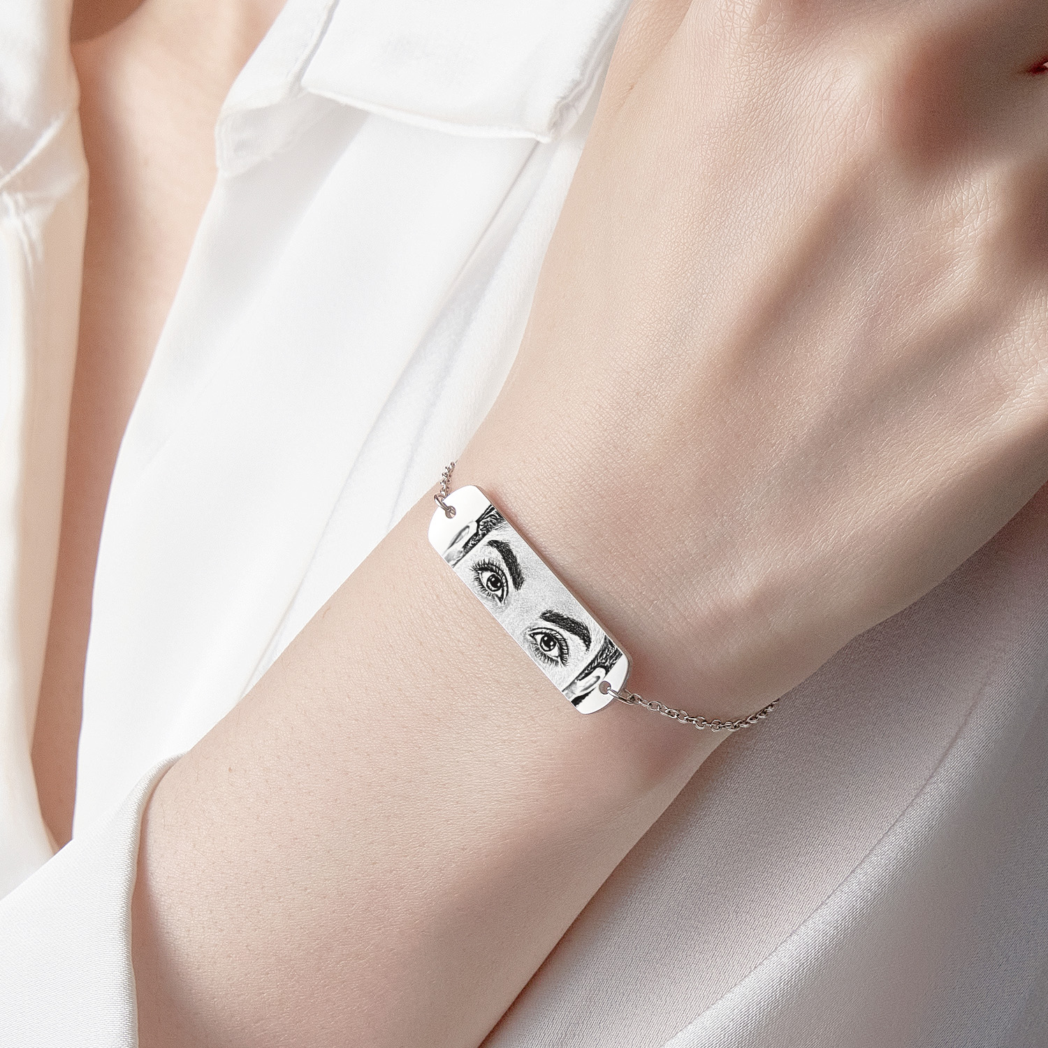 Custom Photo Bracelet Eyes Bracelet Bar Bracelet Gifts for Her - aiprintlab