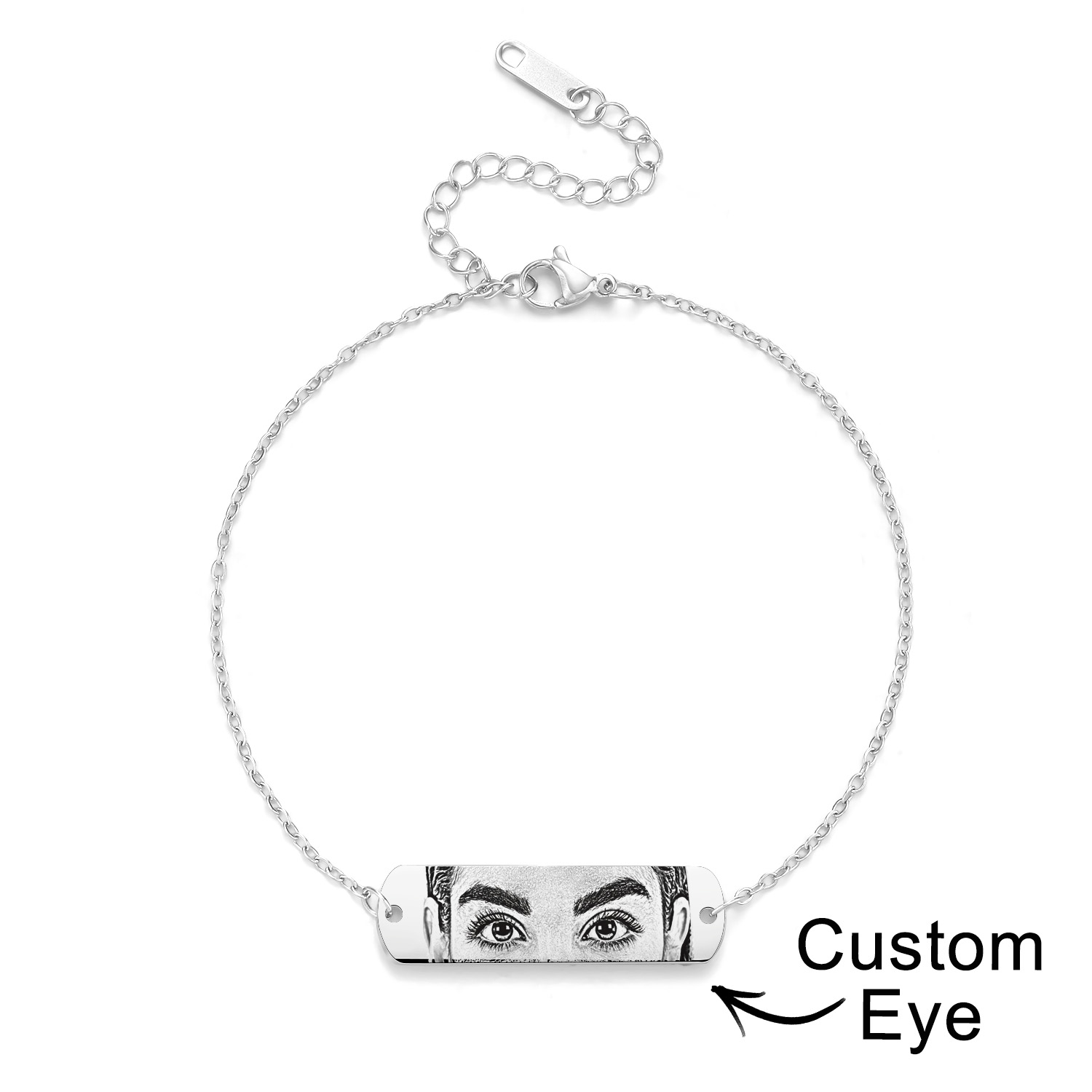 Custom Photo Bracelet Eyes Bracelet Bar Bracelet Gifts for Her - aiprintlab