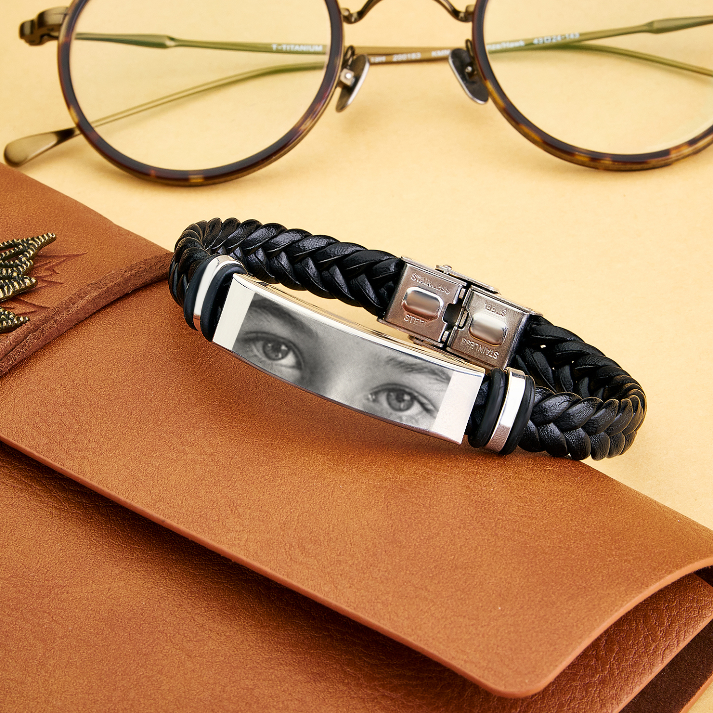 Personalized Lover Eyes Picture Bracelet for Men Custom Engraved People Eyes Couple - aiprintlab