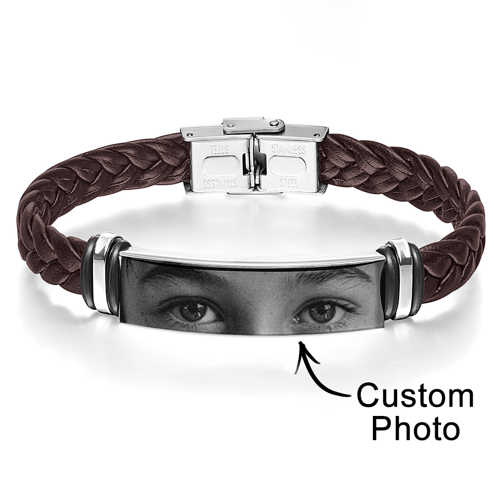 Personalized Lover Eyes Picture Bracelet for Men Custom Engraved People Eyes Couple - aiprintlab