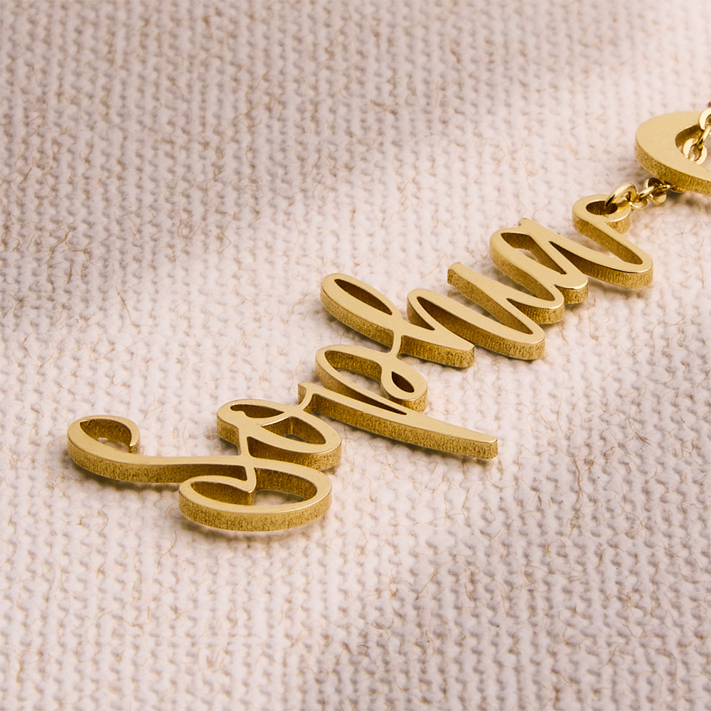 Custom Heart Name Lariat Necklace for Women Personalized Y Necklace with Name and Heart Charm Valentine's Day Gift - aiprintlab